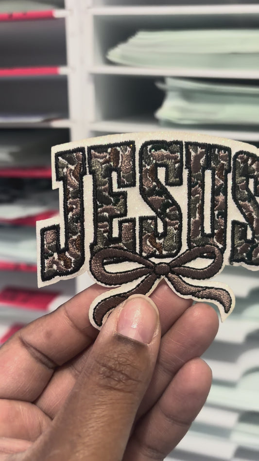 Camo Jesus  Hat Patch Custom Embroidered Hat Patches for Trucker Hats | Iron On