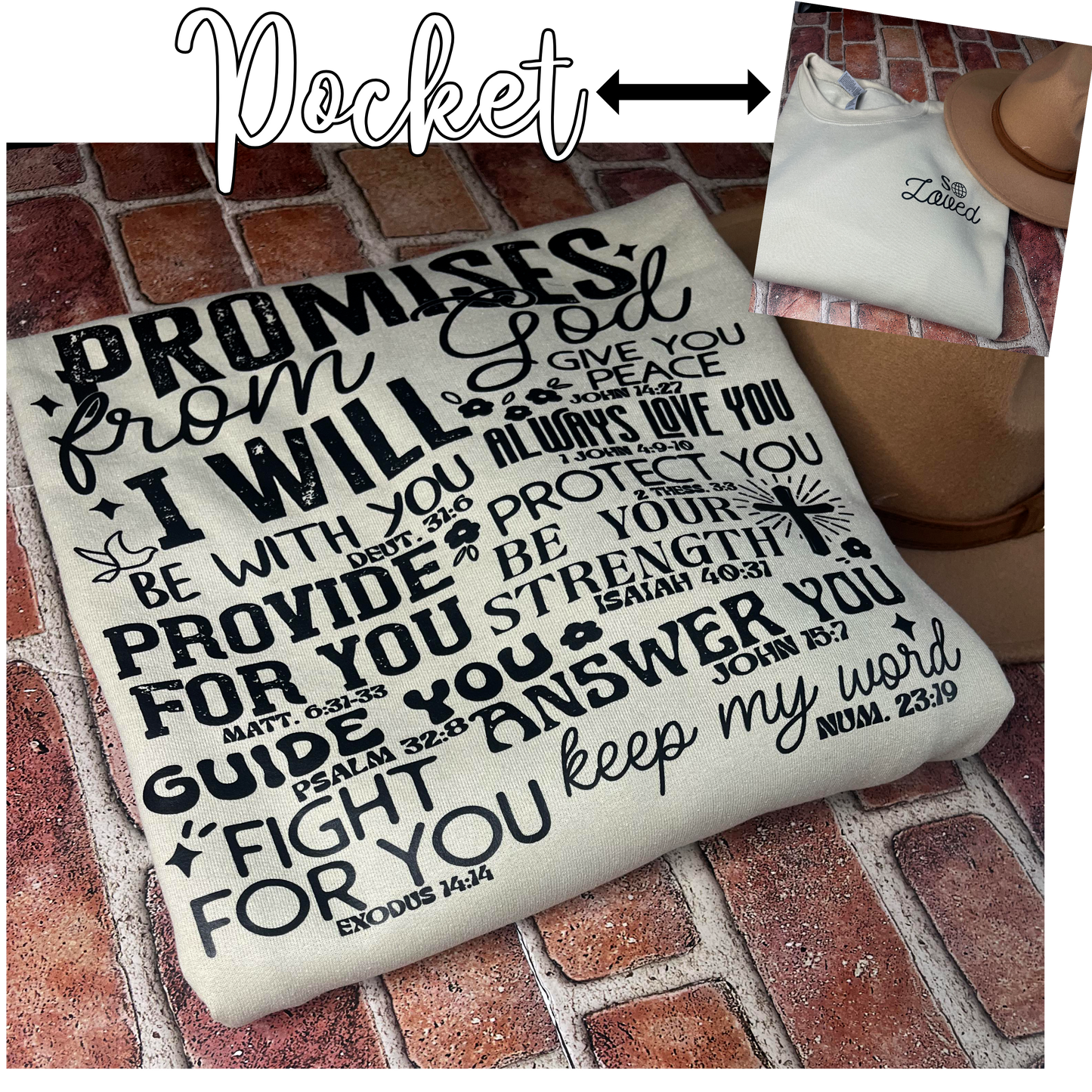 Promises from God Sweatshirt Pocket and back