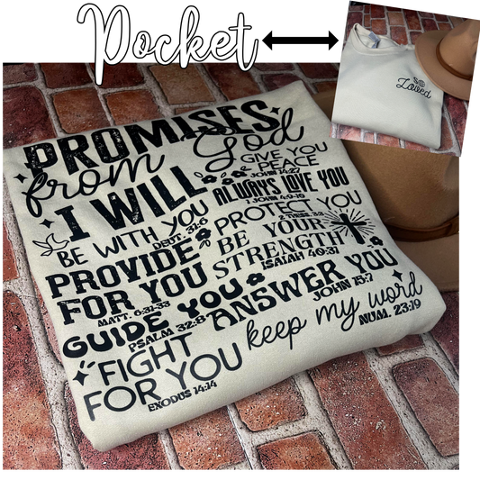 Promises from God Sweatshirt Pocket and back