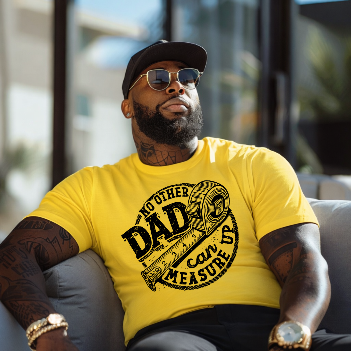 No Other Dad can measure Up Single Color Screen Prints | Hot Peel One Color for T-Shirt and more / Fathers Day