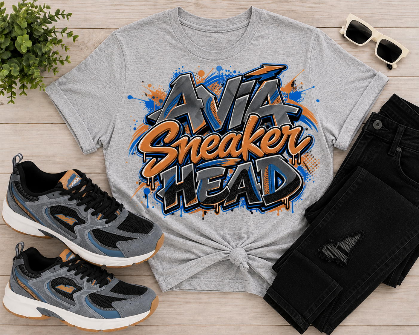 Avia Sneaker Head (black, grey, brown) DTF Transfer