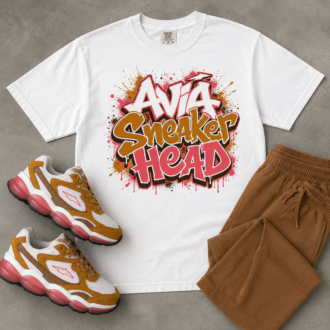 Avia Sneaker Head (beige, brown, pink) DTF Transfer