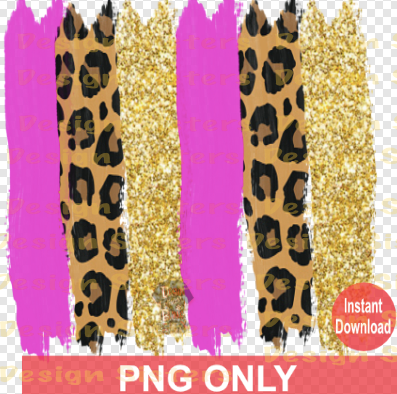 Pink & Leopard Brush Stoke PNG Only