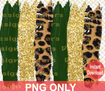 Hunter Green & Gold  Brush Stoke PNG Only