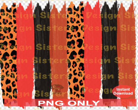 Orange,Leopard, Black, and Red Brush Stoke PNG Only