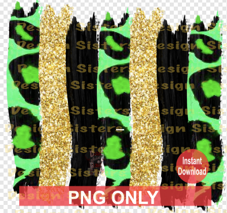 Green and Gold Brush Stoke PNG Only