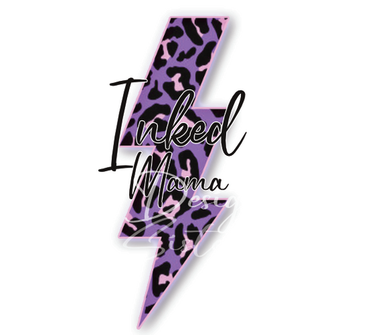 Inked Mama  Purple Leopard Lighting Bolt  PNG