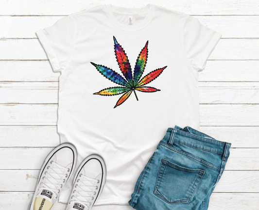 Cannabis  Tye Dye Leaf Transfer