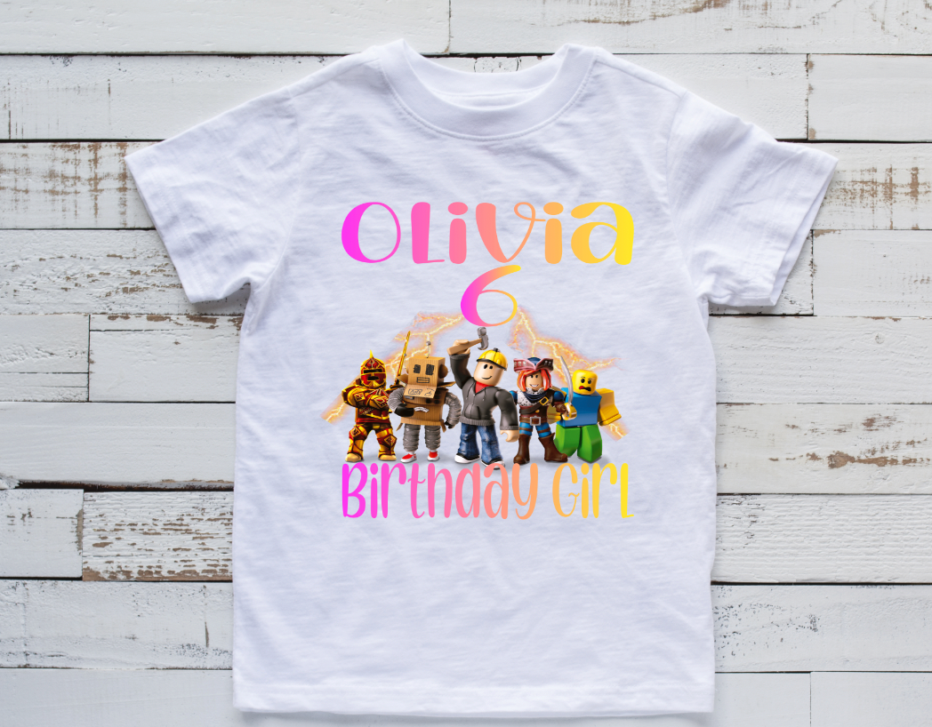African Roblox Girl Birthday Family Trip Vacation T-Shirt