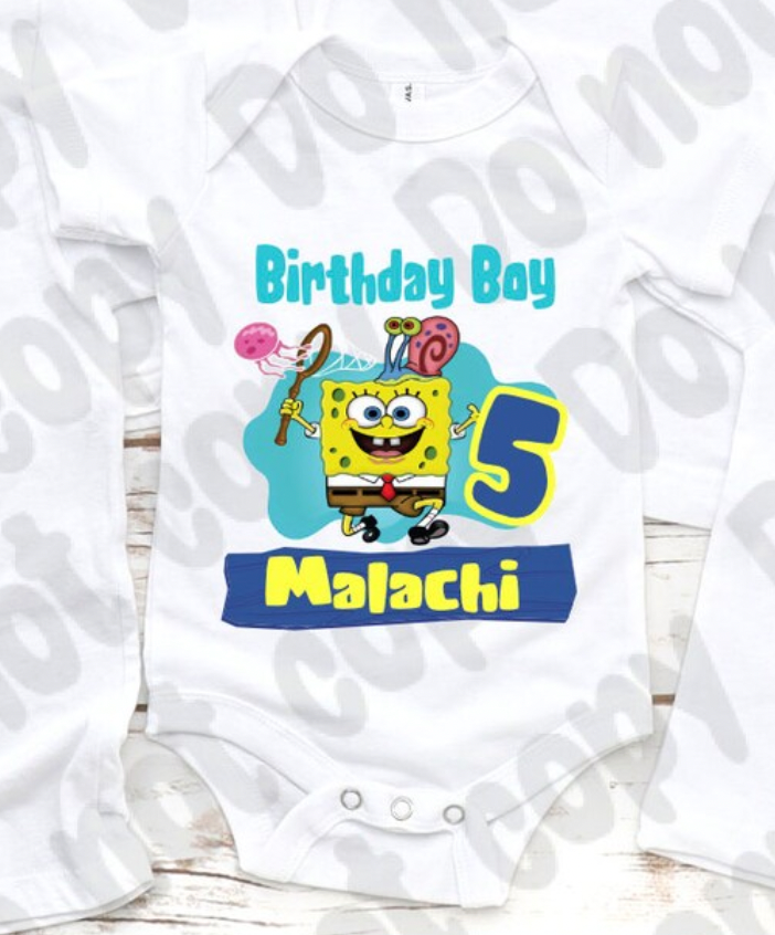 Sponge Bob  boy  Theme  Birthday Shirt