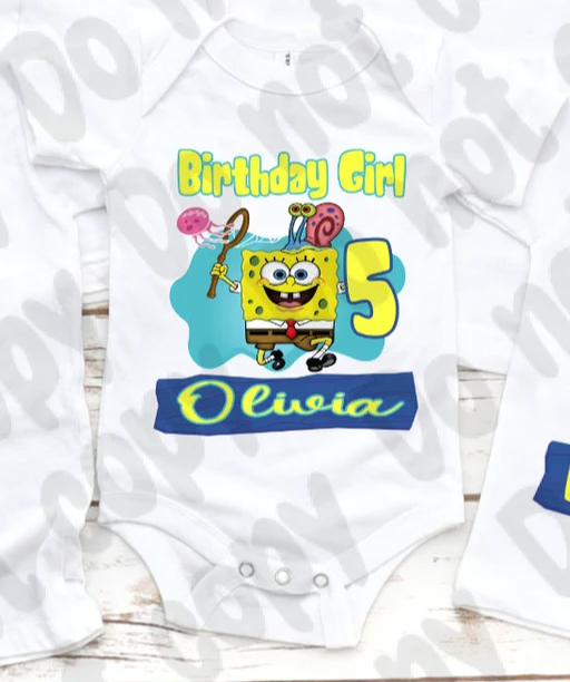 Sponge Bob girl Theme  Birthday Shirt