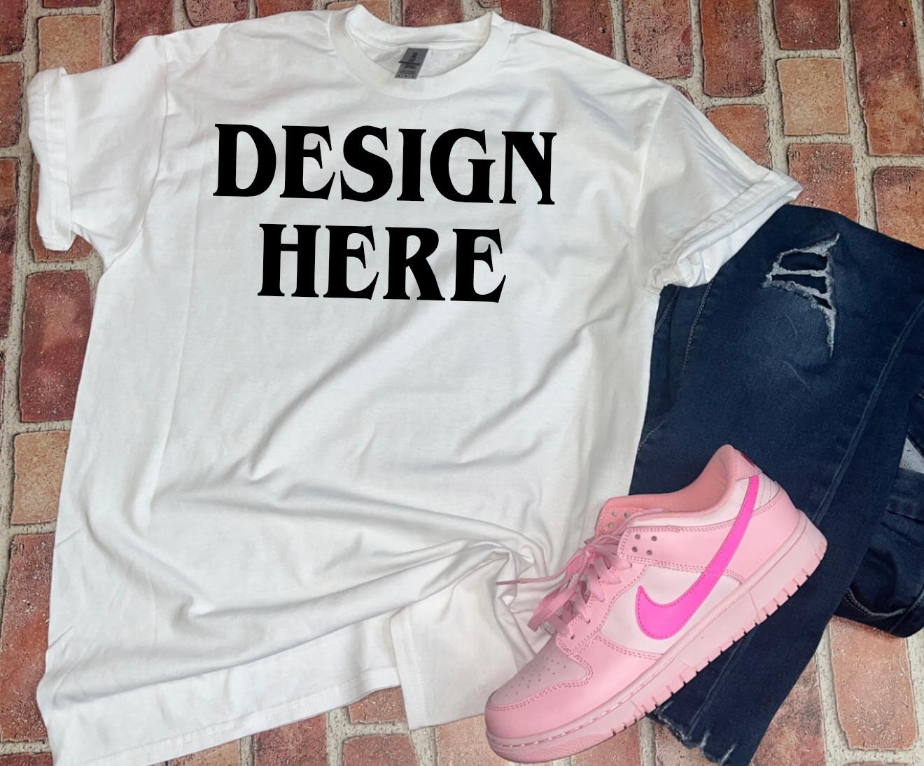 Gildan G500 White shirt/ Everyday Mockup/ JPG File/ Hearts/ GILDAN /G500/with pinkdunk ones