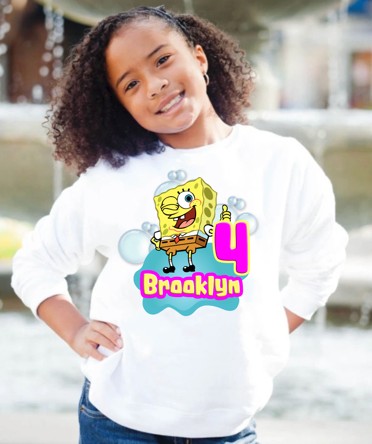 Bubble Sponge Birthday Girl with Numbers  PNG File