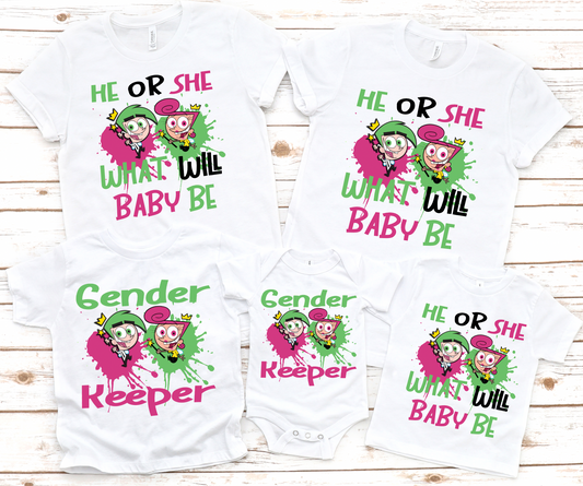 Wanda or Cosmo what will Baby Be, Gender Keeper File Bundle PNG Only (Light  color Shirts)