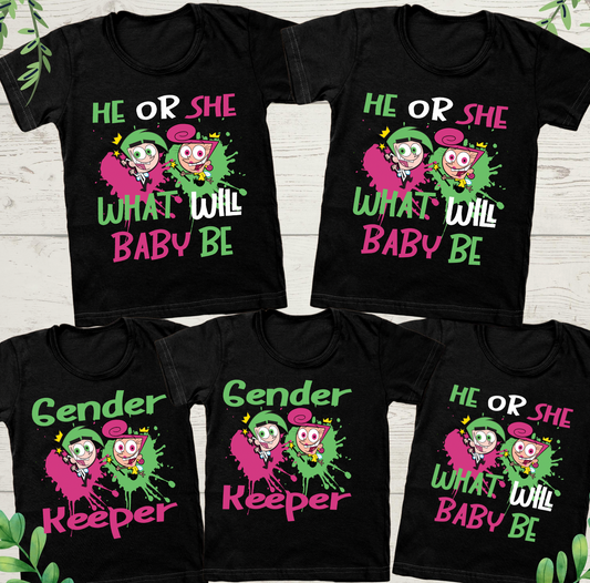 Wanda and Cosmo what will baby Be? / Gender  Keeper Transfer (Dark Color Shirt)