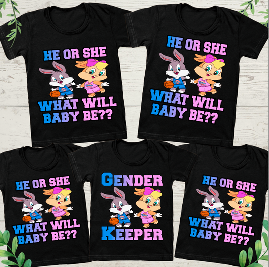 Baby Tune  What will baby Be? / Gender  Keeper Transfer (Light or Dark color shirt)