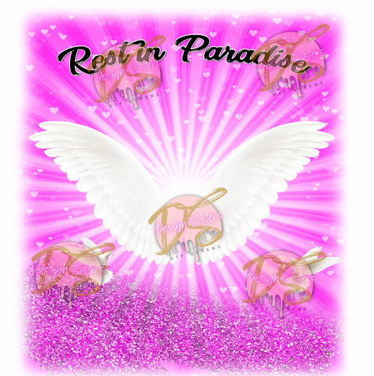 Rest in Paradise template, PNG Center T-shirt Design, Memorial, RIP Design, Funeral Background PNG, Sublimation, Rest In Paradise