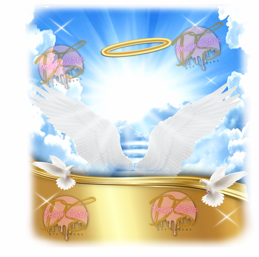 Halo with wings  template, PNG Center T-shirt Design, Memorial, RIP Design, Funeral Background PNG, Sublimation, Rest In Paradise