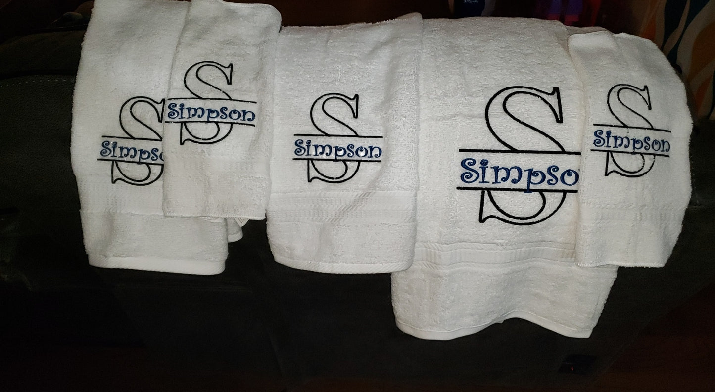 Monogram  Embroidery towel Set