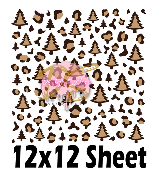 12x12 Leopard Christmas Tree Transfer Sheet