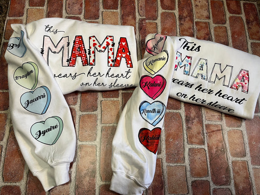 This mama Wear her Heart on her Sleeve Sweatshirt