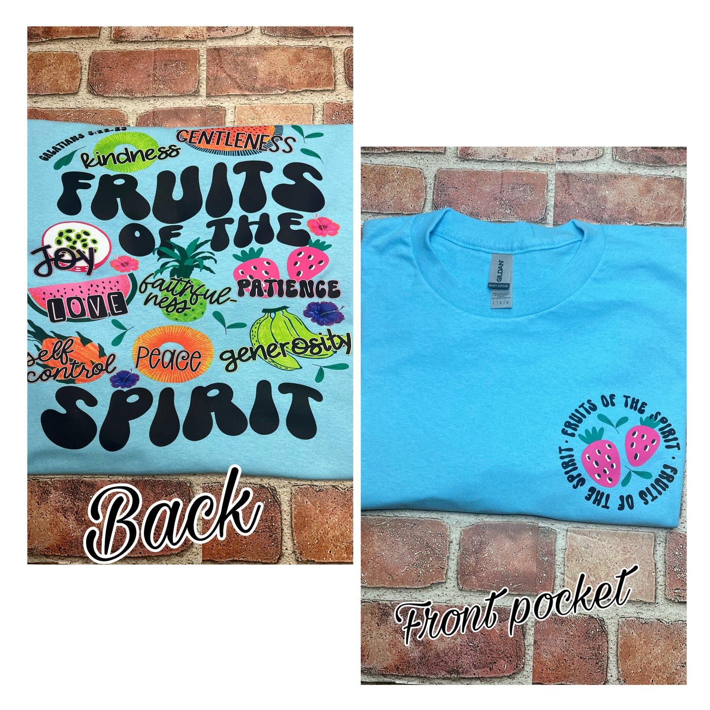 Fruit of the Spirit Shirt (pocket size and back)