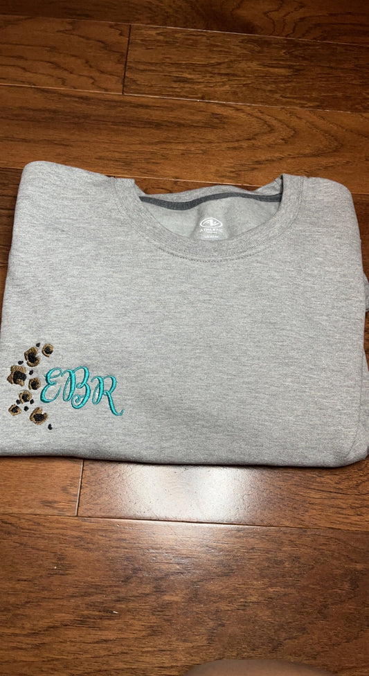Half Moon Leopard Monogram Sweatshirt (Stitch)